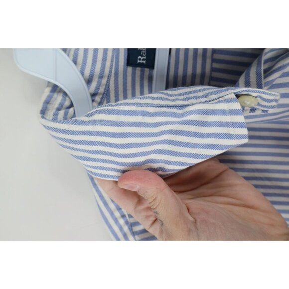 Vtg 90s Ralph Lauren Mens XL Classic Fit Striped Oxford Cotton Button Down Shirt - Picture 8 of 12